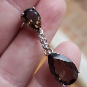 SS Brown Smoky Quartz Earrings